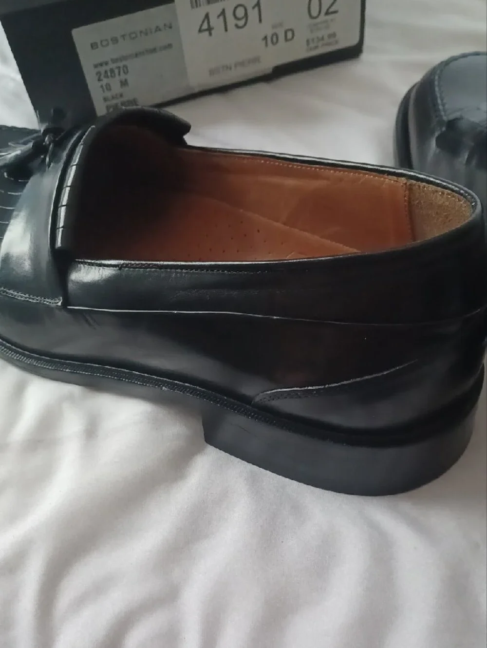 Bostonian Black Leather Tassel Slip-On Loafers